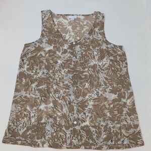 J. Jill Safari Print Sheer Sleeveless Top - Size Medium